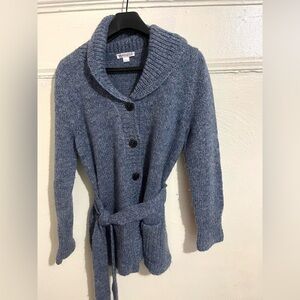 Pendleton Blue Knit Cardigan with Belt